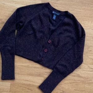 INC cropped sweater in dark brown